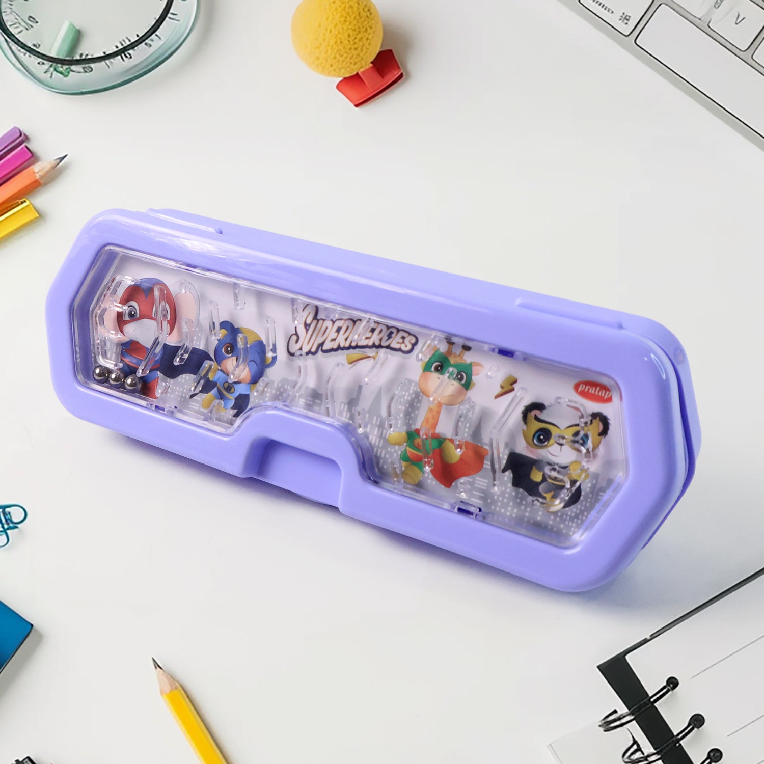 Cartoon Character Printed Plastic Pencil Box With Built-in Maze Puzzle Game (1 Pc) Cartoon Character Printed Plastic Pencil Box With Built-in Maze Puzzle Game (1 Pc)